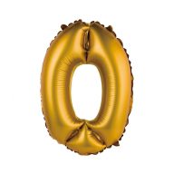 Number Gold Matt Gold 0 mini number foil balloon 35 cm