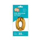 Number Gold Matt Gold 0 mini number foil balloon 35 cm