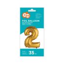 Number Gold Matt Gold number 2 mini foil balloon 35 cm