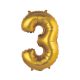 Gold Matt, Gold 3 mini number foil balloon 35 cm