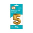 Number Gold Matt Gold 5 Mini Number Foil Balloon 35 cm