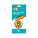 Number Gold Matt Gold 6 Mini Number Foil Balloon 35 cm