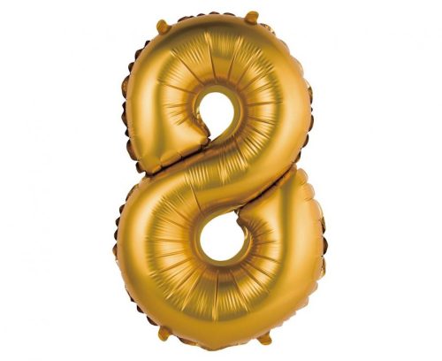 Gold Matt, Gold 8 mini number foil balloon 35 cm
