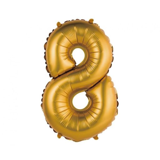 Number Gold Matt Gold 8 mini foil balloon 35 cm