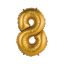 Number Gold Matt Gold 8 mini foil balloon 35 cm