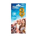 Number Gold Matt Gold 8 mini foil balloon 35 cm
