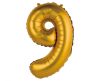 Gold Matt, Gold 9 mini number foil balloon 35 cm
