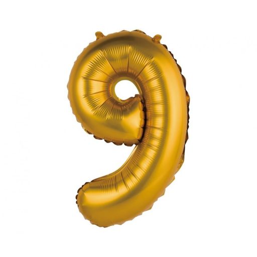 Number Gold Matt Gold 9 mini number foil balloon 35 cm
