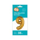 Number Gold Matt Gold 9 mini number foil balloon 35 cm