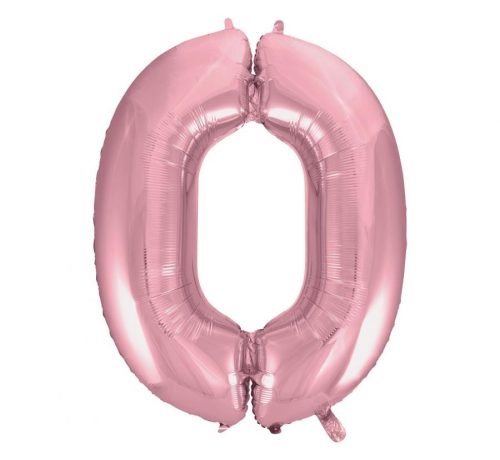 Light Pink, Pink number 0 foil balloon 92 cm