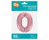 Light Pink, Pink number 0 foil balloon 92 cm