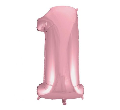 Light Pink, Pink number 1 foil balloon 92 cm