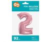 Light Pink, Pink number 2 foil balloon 92 cm