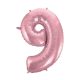 Light Pink, Pink Number 9 foil balloon 92 cm