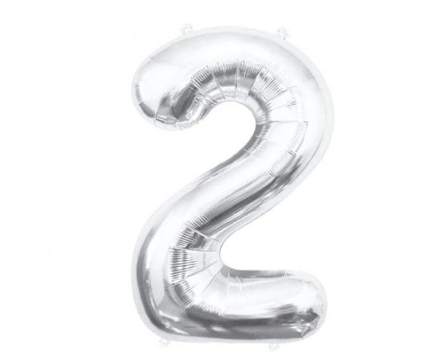 Silver, Silver number 2 foil balloon 85 cm