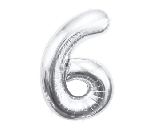 Number Silver, Number 6 Silver Foil Balloon 85 cm