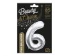 silver, silver Number 6 foil balloon 85 cm