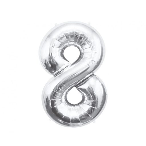 Number Silver, Silver Number 8 Foil Balloon 85 cm