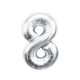 Silver, Silver Number 8 foil balloon 85 cm