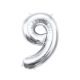 silver, silver Number 9 foil balloon 85 cm