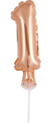 Rose Gold number 1 foil balloon for cake 13 cm