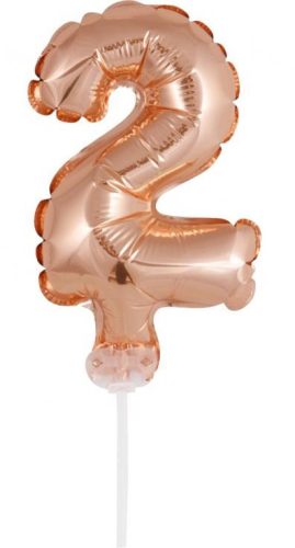 Rose Gold Number 2 Foil Ballon for Cake 13 cm