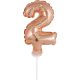 Rose Gold Number 2 Foil Ballon for Cake 13 cm