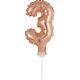 Rose Gold Number 3 Foil Ballon for Cake 13 cm