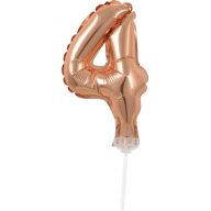 Number Rose Gold 4 number foil balloon for cake 13 cm