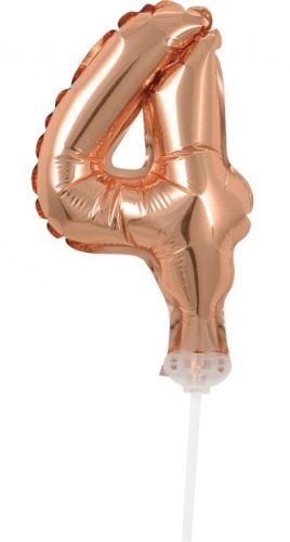 Rose Gold Number 4 Foil Ballon for Cake 13 cm