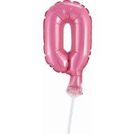 Number Pink Pink number 0 foil balloon for cake 13 cm