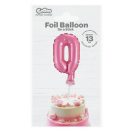 Number Pink Pink number 0 foil balloon for cake 13 cm
