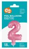 Pink 2 Pink number foil balloon for cake 13 cm