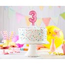 Number Pink Pink number 3 foil balloon for cake 13 cm
