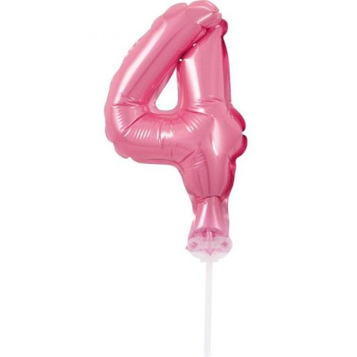 Number Pink Pink number 4 foil balloon for cake 13 cm