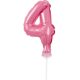 Pink 4 Pink Number foil balloon for cake 13 cm