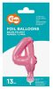 Pink 4 Pink Number foil balloon for cake 13 cm