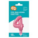 Number Pink Pink number 4 foil balloon for cake 13 cm