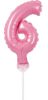 Pink Pink Number 6 foil balloon for cake 13 cm