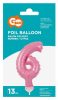 Pink Pink Number 6 foil balloon for cake 13 cm
