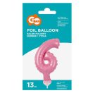 Number Pink Pink number 6 foil balloon for cake 13 cm