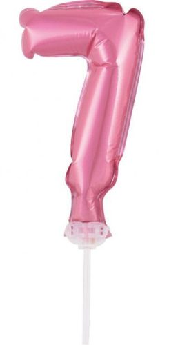 Pink 7 Pink Number foil balloon for cake 13 cm