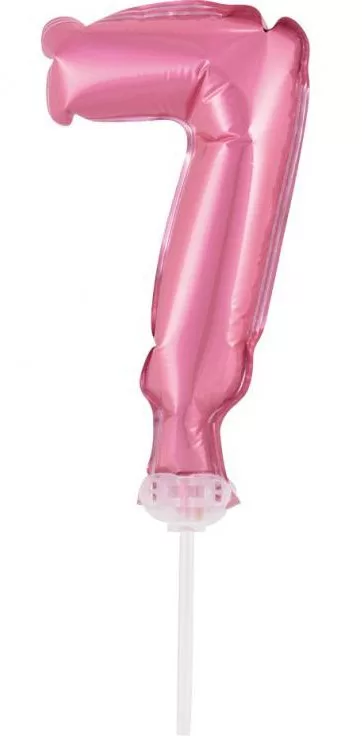 Number Pink Pink number 7 foil balloon for cake 13 cm - Javoli Disney