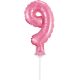 Pink 9 Pink Number foil balloon for cake 13 cm