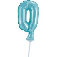 Number Light Blue Blue number 0 foil balloon for cake 13 cm