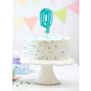 Number Light Blue Blue number 0 foil balloon for cake 13 cm