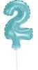 Blue number 2 Light Blue number foil balloon for cake 13 cm