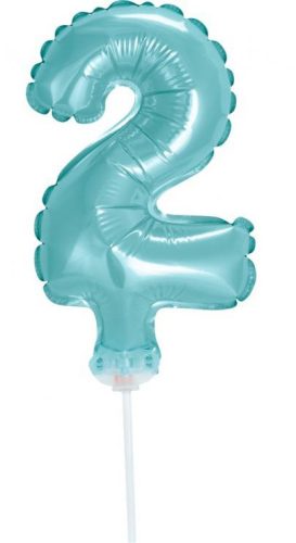 Blue number 2 Light Blue number foil balloon for cake 13 cm