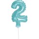 Blue number 2 Light Blue number foil balloon for cake 13 cm