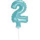 Blue number 2 Light Blue number foil balloon for cake 13 cm